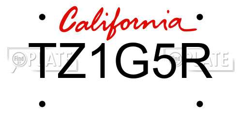 TZ1G5R California License Plate
