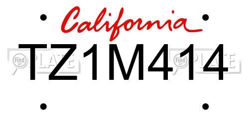 TZ1M414 California License Plate