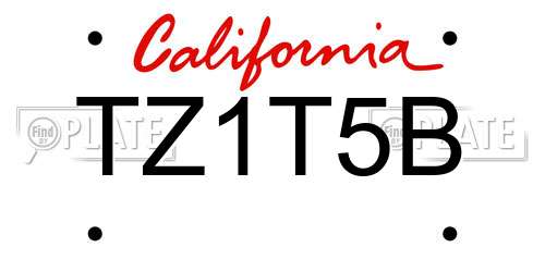 TZ1T5B California License Plate