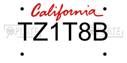 TZ1T8B California License Plate