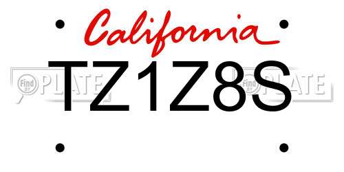 TZ1Z8S California License Plate