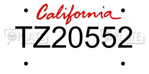 TZ20552 California License Plate
