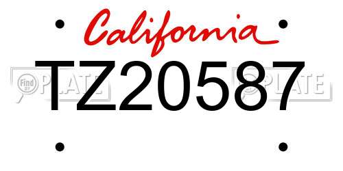 TZ20587 California License Plate