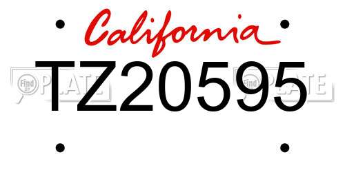 TZ20595 California License Plate
