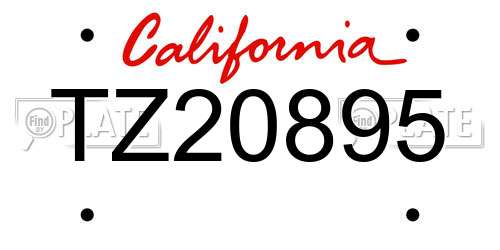 TZ20895 California License Plate