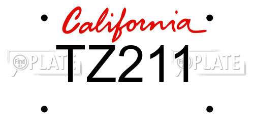 TZ211 California License Plate