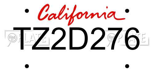 TZ2D276 California License Plate