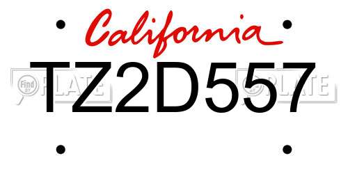 TZ2D557 California License Plate
