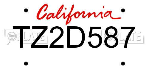 TZ2D587 California License Plate