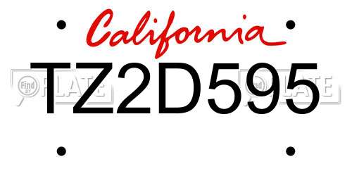 TZ2D595 California License Plate