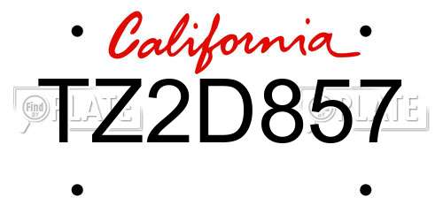 TZ2D857 California License Plate