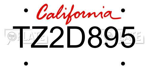 TZ2D895 California License Plate