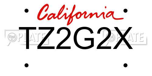 TZ2G2X California License Plate