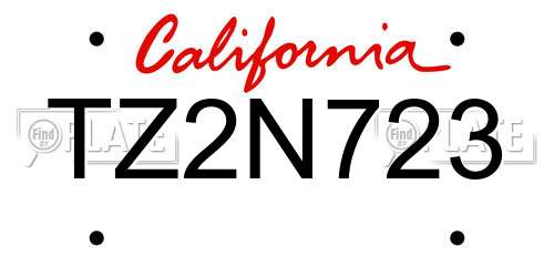 TZ2N723 California License Plate