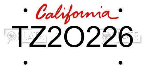 TZ2O226 California License Plate