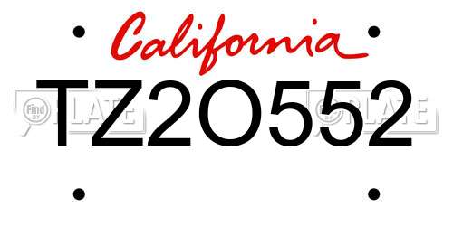 TZ2O552 California License Plate