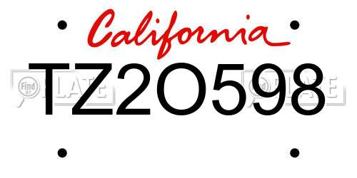 TZ2O598 California License Plate