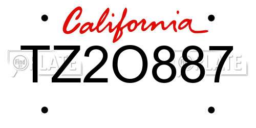 TZ2O887 California License Plate