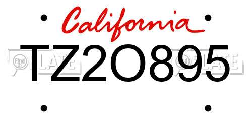TZ2O895 California License Plate