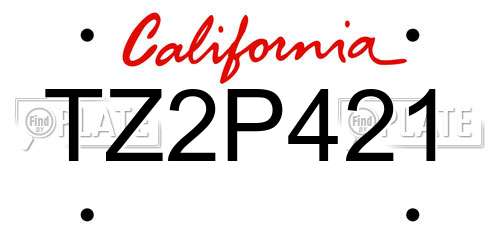 TZ2P421 California License Plate