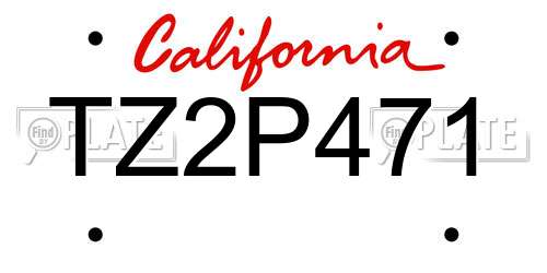TZ2P471 California License Plate