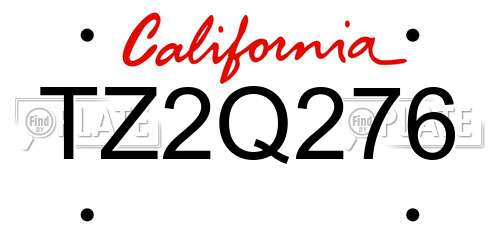 TZ2Q276 California License Plate