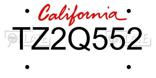 TZ2Q552 California License Plate