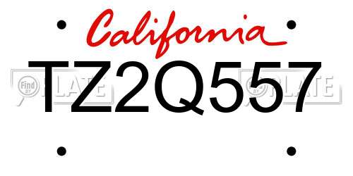 TZ2Q557 California License Plate