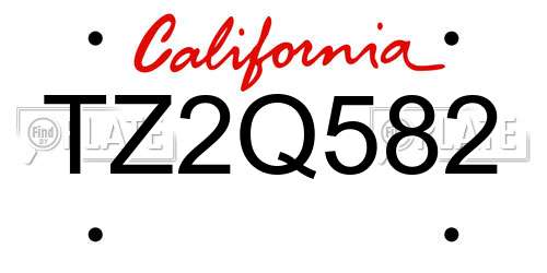 TZ2Q582 California License Plate