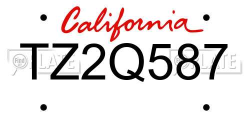 TZ2Q587 California License Plate