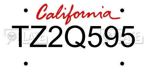 TZ2Q595 California License Plate