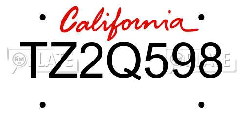 TZ2Q598 California License Plate