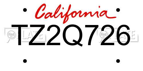 TZ2Q726 California License Plate