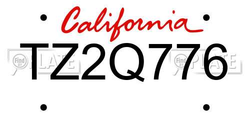 TZ2Q776 California License Plate