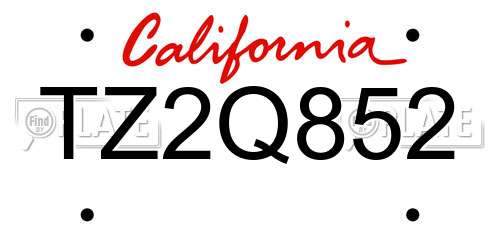 TZ2Q852 California License Plate