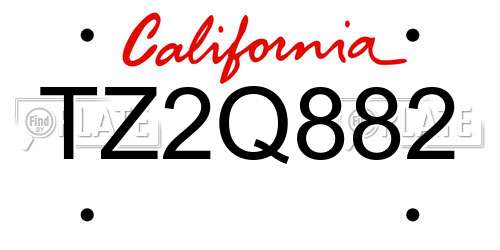 TZ2Q882 California License Plate