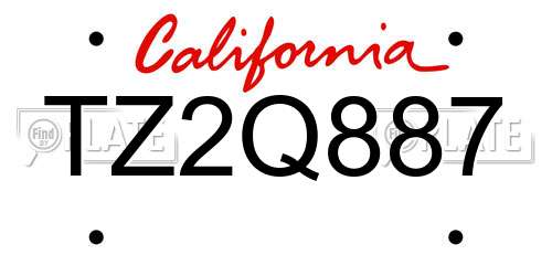 TZ2Q887 California License Plate
