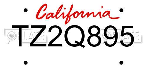 TZ2Q895 California License Plate