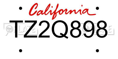 TZ2Q898 California License Plate