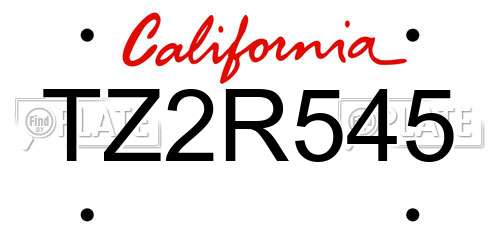 TZ2R545 California License Plate