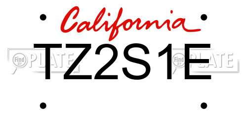 TZ2S1E California License Plate
