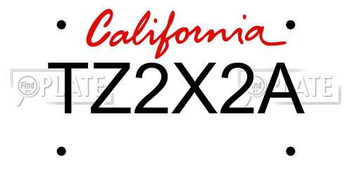 TZ2X2A California License Plate