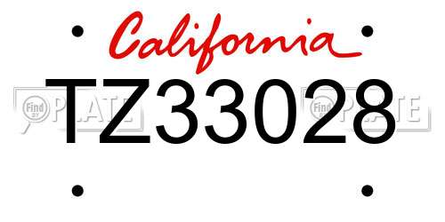 TZ33028 California License Plate
