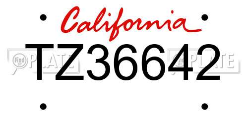 TZ36642 California License Plate