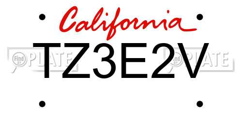 TZ3E2V California License Plate