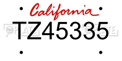 TZ45335 California License Plate