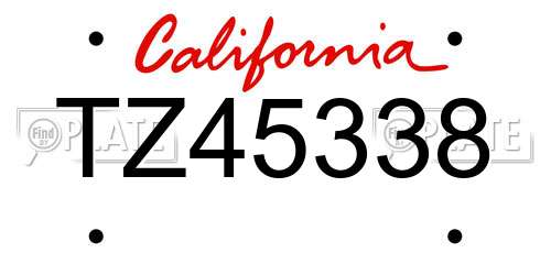 TZ45338 California License Plate