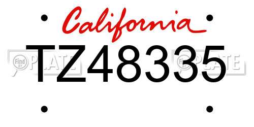 TZ48335 California License Plate