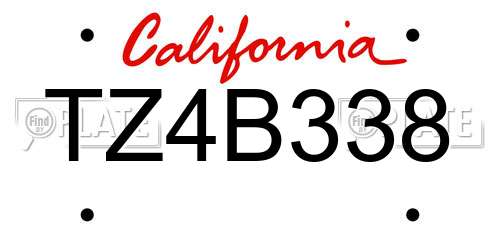 TZ4B338 California License Plate
