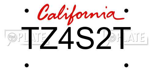 TZ4S2T California License Plate